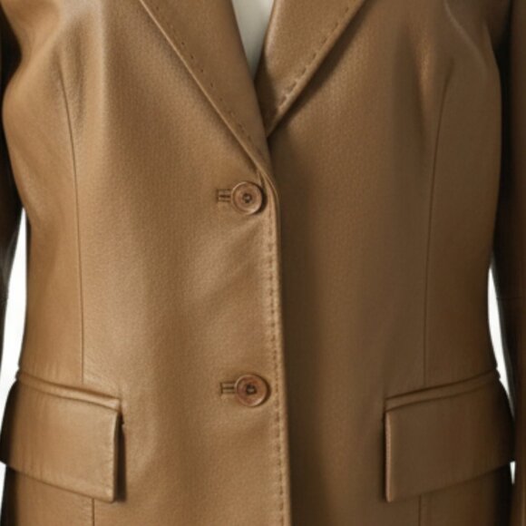 Vintage‑Era JACOB Caramel 100% Leather Jacket – L - NWT - Picture 3 of 10